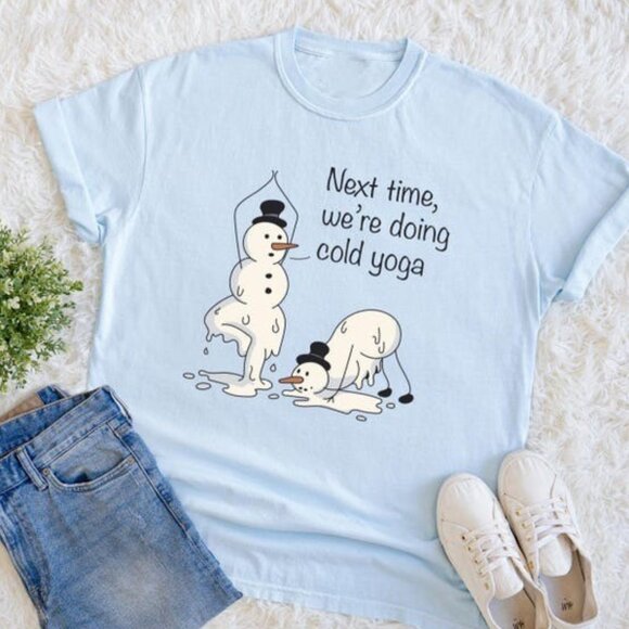 Funny Christmas Tee, Yoga Snowman Shirt, Graphic Unisex Top - Picture 1 of 4